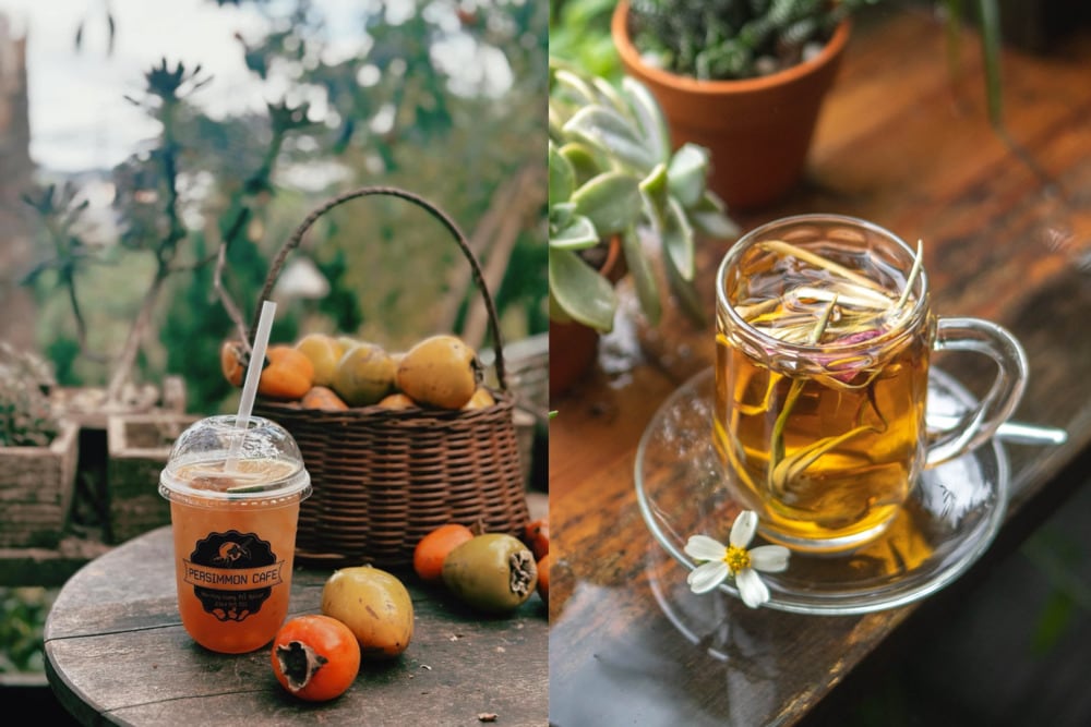 Đến Persimmon không thể nào bỏ qua những ly nước ép từ quả hồng chín mọng hay những tách trà thảo dược nóng hổi 